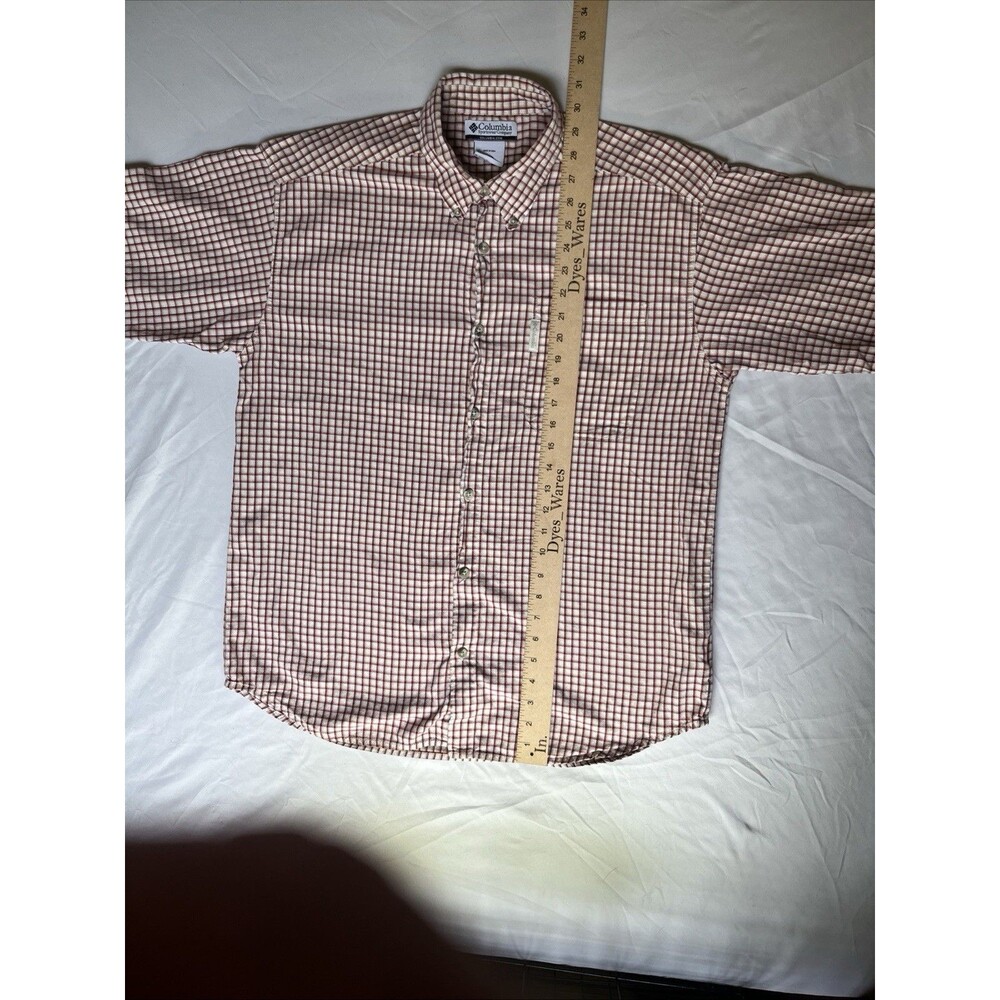 Columbia Shirt Men's Red Plaid Button Down Short Sleeve 100% Cotton Size L VTG - Picture 6 of 11
